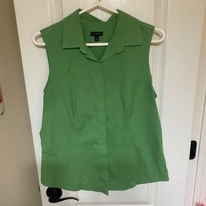 Talbots green sleeveless blouse. Size 10. Buttons up the front.